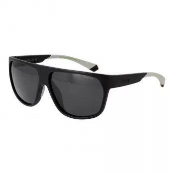 POLAROID PLD7053S60003 Gafas de sol para hombre con lente cuadrada - Montura negra, lentes grises polarizadas