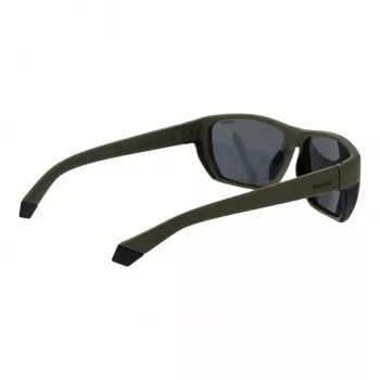 POLAROID PLD7057S60DLD Gafas de sol rectangulares de hombre - montura gris oscuro, cristales polarizados grises