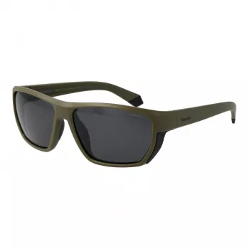 POLAROID PLD7057S60DLD Gafas de sol rectangulares de hombre - montura gris oscuro, cristales polarizados grises