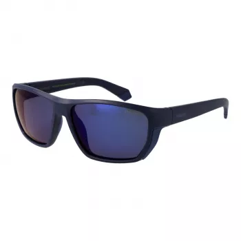 Polaroid PLD7057S60FLL Gafas de sol rectangulares polarizadas de hombre - Montura negra lentes grises