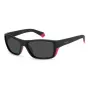 Gafas de sol de hombre POLAROID SPORT PLD7046S3MR rectangulares deportivas wrap, montura negra, lentes grises polarizadas, 57-17-135 mm