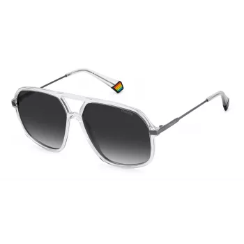 Gafas de sol rectangulares polarizadas unisex POLAROID PLD6182S900WJ - Montura negra, lentes grises 59 mm