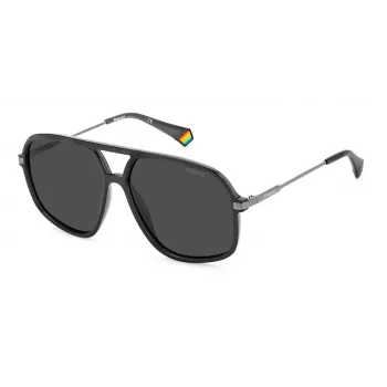 POLAROID Unisex PLD6182SKB7M9 Gafas de sol rectangulares Negro/Gris 59mm