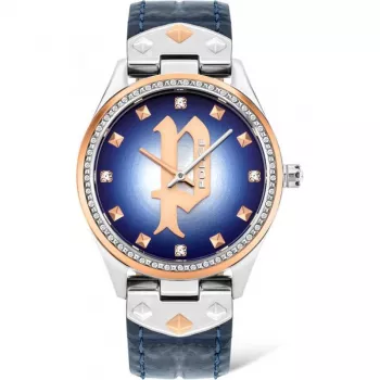 POLICE Masterpiece reloj mujer cuarzo PL16029MSTR03 36 mm esfera azul pulsera de malla de acero inoxidable plateada