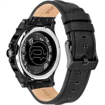 Police Reloj analógico de cuarzo Battalion hombre PEWJA2108203 47mm esfera negra correa de piel negra