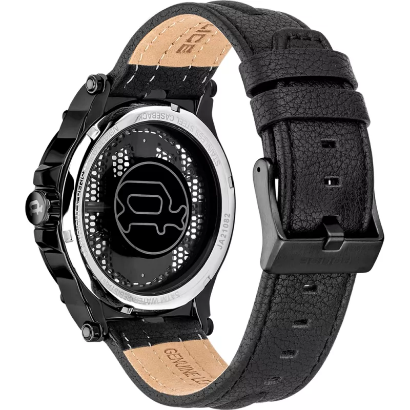 Police Reloj analógico de cuarzo Battalion hombre PEWJA2108203 47mm esfera negra correa de piel negra