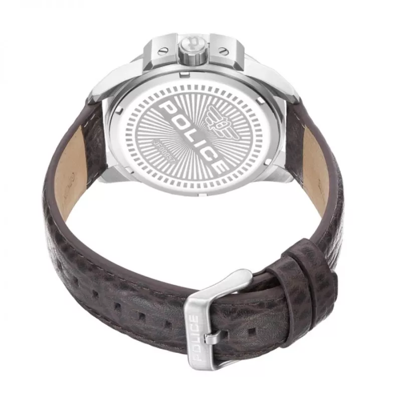 POLICE reloj analógico hombre PEWJF0005703 46mm esfera azul correa de piel