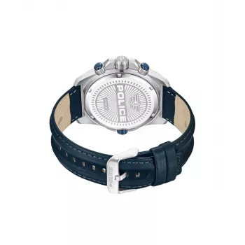 POLICE Hombre PEWJF0022503 Reloj analógico de cuarzo 46mm Acero inoxidable Correa de piel negra