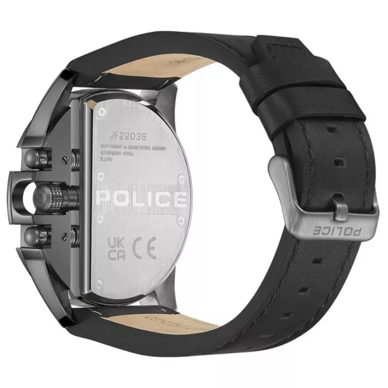 POLICE reloj de hombre PEWJF2203601 reloj de cuarzo con esfera negra y correa de piel, 48mm