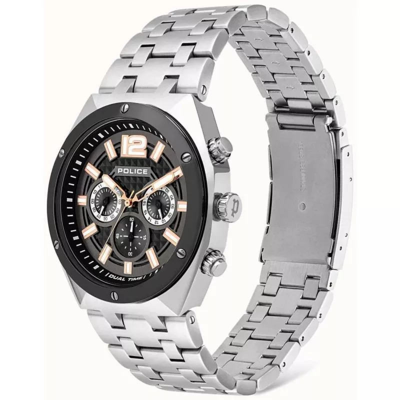POLICE Reloj de hombre Cuarzo Analógico P15995JSTU61M 46mm Acero Inoxidable Gunmetal Gris