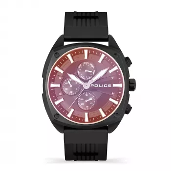 POLICE reloj de cuarzo analógico hombre PEWJQ2007302 47mm esfera negra correa de piel negra