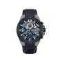 Police Reloj de hombre de cuarzo analógico PL15711JSUB03 - esfera azul, correa de piel azul, caja de acero inoxidable 48mm