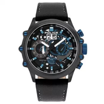 Reloj POLICE de hombre analógico de cuarzo PL16018JSU02 48mm esfera azul correa de piel