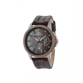 Police Hombre Reloj analógico de cuarzo R1451291003 48mm Esfera azul cuero marrón