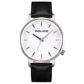 Police Reloj hombre cuarzo analógico PL.15923JS-04 42mm caja de acero inoxidable esfera azul correa de cuero marrón