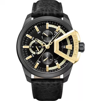 POLICE reloj de hombre Raho cuarzo PEWJF0005704 46mm caja de acero inoxidable esfera negra detalles azules correa de piel