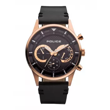 POLICE Reloj de hombre Ranger cuarzo PEWJF2110901 - Esfera azul, correa de piel marrón, 46mm acero inoxidable