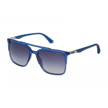 Police Gafas de sol rectangulares para hombre SPL363560955 - montura de acetato negra, lentes de policarbonato grises, protección UV400
