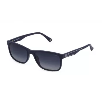 POLICE gafas de sol hombre rectangulares SPLB40N560C03 - Montura de acetato negra, lentes de policarbonato gris humo, protección UV400
