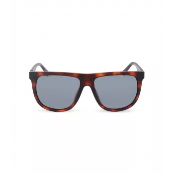 POLICE Gafas de sol rectangulares polarizadas para hombre SPLN33V59878P - Montura de acetato habana, lentes marrones, 59mm