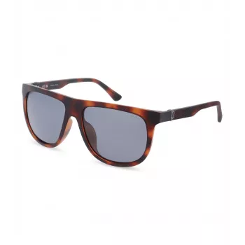 POLICE Gafas de sol rectangulares polarizadas para hombre SPLN33V59878P - Montura de acetato habana, lentes marrones, 59mm