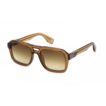 Police Gafas de sol para hombre SPLN65V - Montura cuadrada negra mate, lentes grises, 55 mm