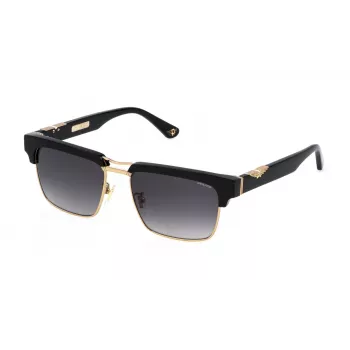 Police Hombre SPLP25-550300 Gafas de sol cuadradas, montura negra, lentes grises, 55mm