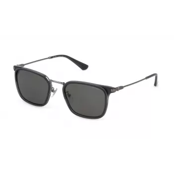 POLICE Gafas de sol hombre SPLP27 estilo aviador, montura gunmetal, lentes grises polarizadas, 54mm SPLP27-54509P