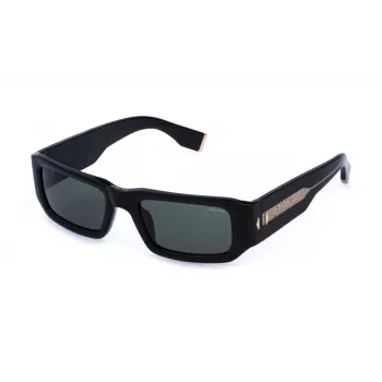 Police Gafas de sol cuadradas negras de hombre SPLR82E 55700Y con lentes grises, UV400, 55mm