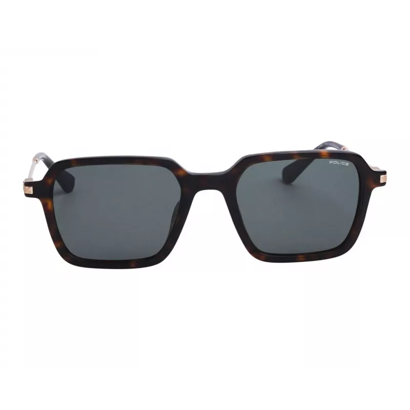 Police Gafas de sol de hombre SPLL10-520700 rectangulares montura completa montura negra lentes gris humo 52/20/145 mm
