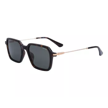Police Gafas de sol de hombre SPLL10-520700 rectangulares montura completa montura negra lentes gris humo 52/20/145 mm