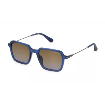 POLICE Gafas de sol hombre SPLL10-520892 Montura negra rectangular lentes grises 52/20/145 mm