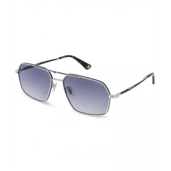 Gafas de sol de hombre POLICE SPLL86M580F94 Dark Havana montura cuadrada de acetato lente gris degradado UV400 58/16/145 mm