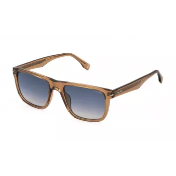 POLICE gafas de sol hombre SPLQ83-560805 - montura rectangular de acetato, protección UV400, lentes de 56 mm