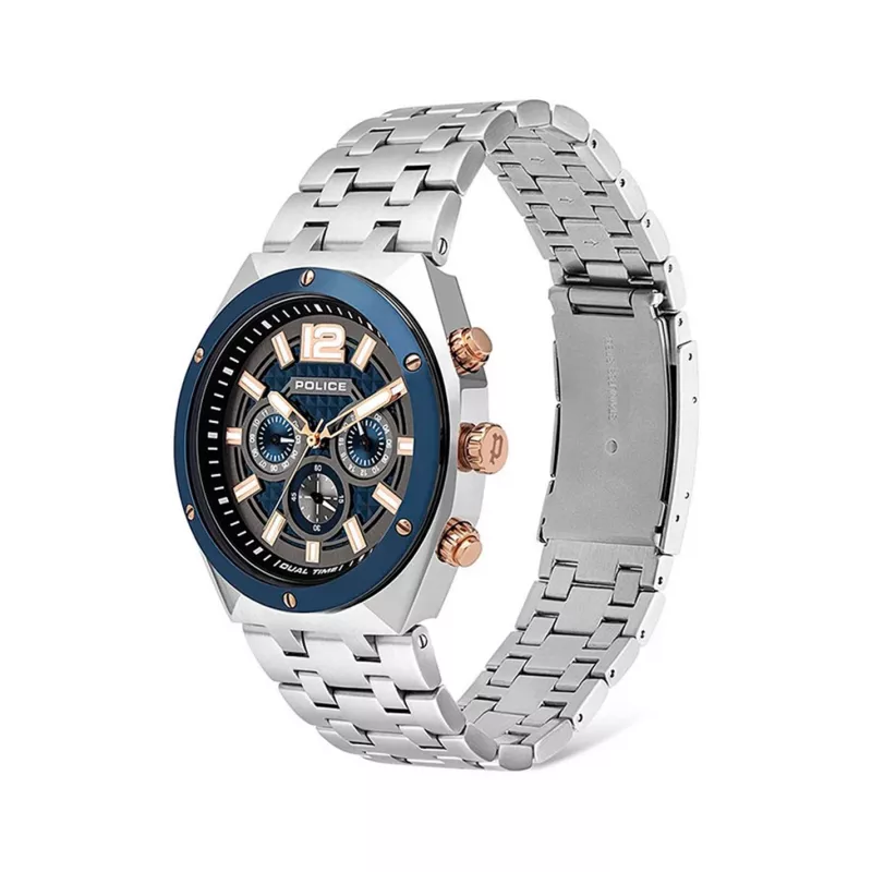 POLICE Reloj para hombre 15995JSTBL61M 46mm esfera azul correa de piel azul