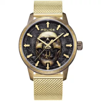 POLICE reloj hombre Blaze Collection PEWJG0005504 44mm caja de acero inoxidable correa de piel negra analógico cuarzo