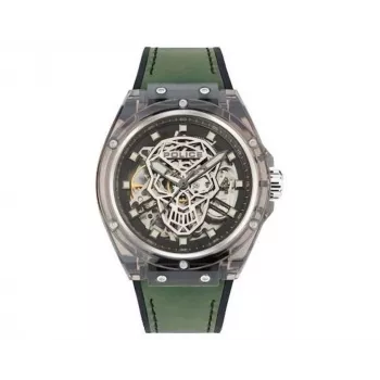 Reloj de hombre Police PEWGR1592406 44mm caja de acero inoxidable correa de piel analógico de cuarzo