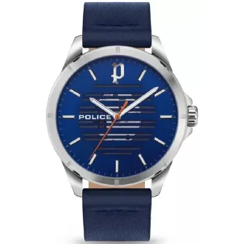 POLICE Reloj para hombre PEWJA2204501 46 mm Cuarzo analógico Acero inoxidable Esfera negra Correa de piel