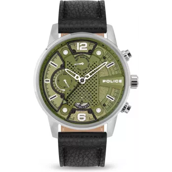 POLICE reloj hombre PEWJF2203305 48mm cronógrafo esfera negra correa de piel
