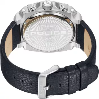 POLICE Reloj para hombre PEWJF2226802 Colección Blaze 45mm Caja de acero inoxidable Correa de piel negra Analógico de cuarzo