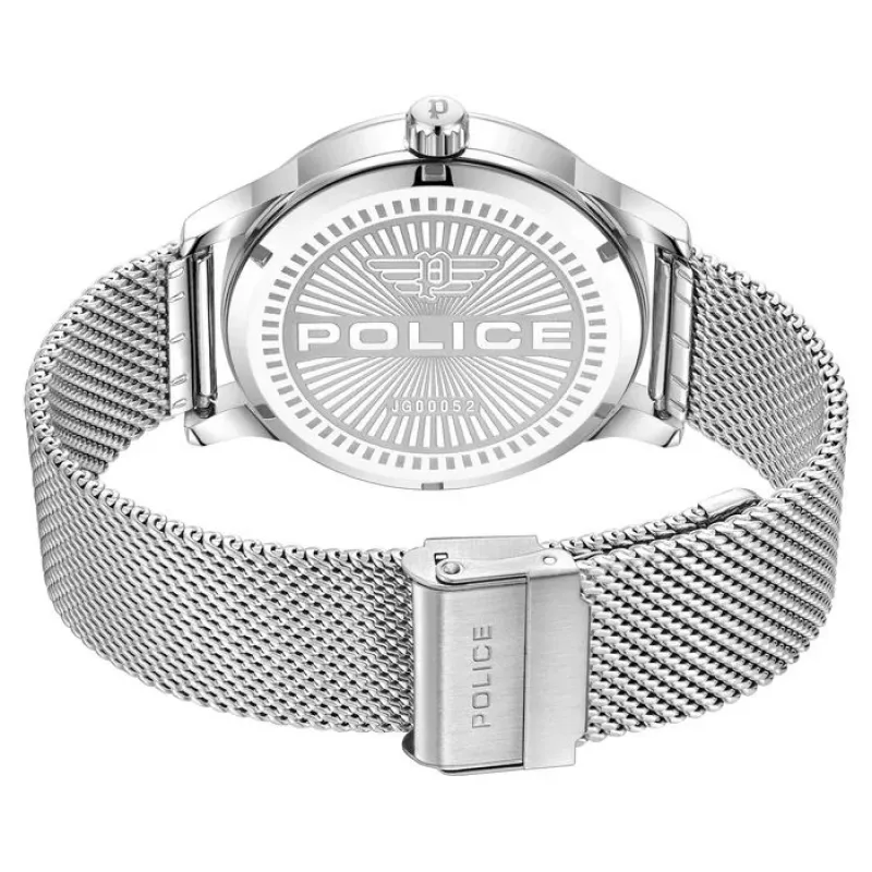 POLICE reloj de hombre analógico de cuarzo PEWJG0005204 44,3mm acero inoxidable esfera negra correa de piel