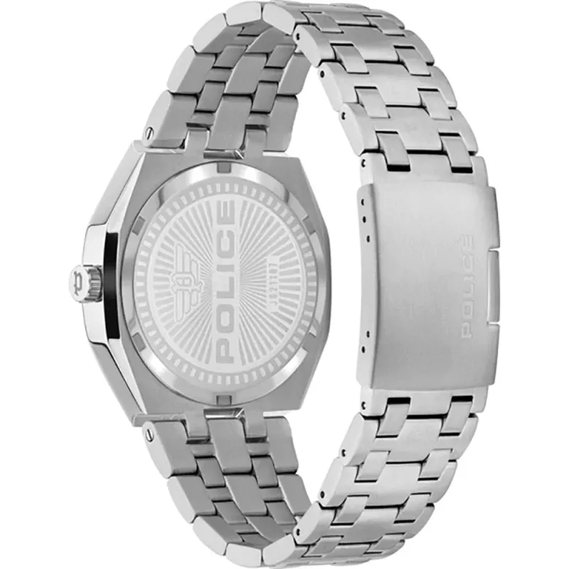 Reloj de hombre POLICE PEWJG2110702 46mm caja de acero inoxidable correa de piel negra analógico de cuarzo