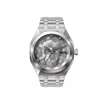 Reloj de hombre POLICE PEWJG2110702 46mm caja de acero inoxidable correa de piel negra analógico de cuarzo