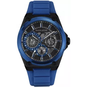 POLICE Reloj para hombre PEWJQ2203240 45mm caja de acero inoxidable esfera negra correa de piel