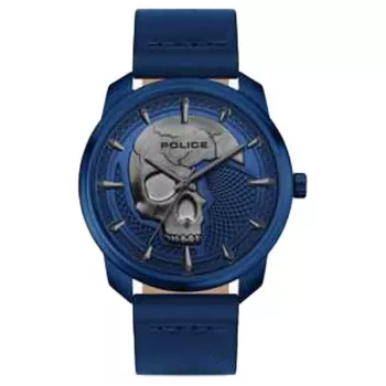 POLICE Reloj de hombre PL15714JSBL0 42mm esfera azul correa de cuero