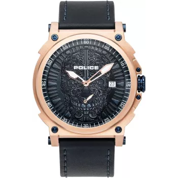 POLICE Reloj de hombre PL15728JSR.03 Raho Esfera azul Correa de piel 53mm