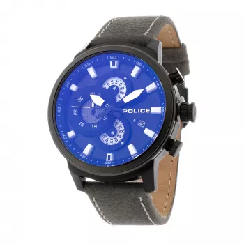 POLICE Reloj hombre R1451281001 colección Adder 46mm caja de acero inoxidable correa de piel negra analógico cuarzo