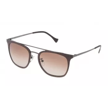 POLICE SPL152-53GGNY Gafas de sol rectangulares para mujer - Montura de acetato habana con lentes grises degradadas