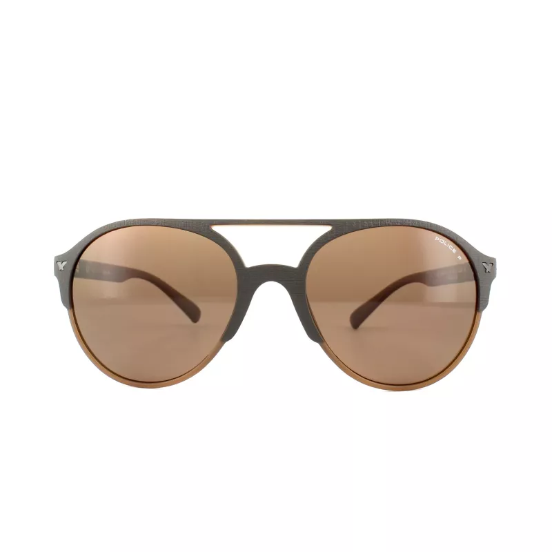 Police SPL1635594CP Gafas de sol unisex rectangulares montura de acetato Havana lentes verdes polarizadas 55/19/140 mm