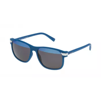 POLICE SPL23155DENH Gafas de sol para hombre - Montura negra mate, lentes azules espejadas, UV400